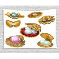 thumbnail image 1 of Pearls Decoration Tapestry, Set of Open Shells with Different Pearls Wealth Ancient Gemstone Digital Print, Wall Hanging for Bedroom Living Room Dorm Decor, 60W X 40L Inches, Multi, by Ambesonne, 1 of 2