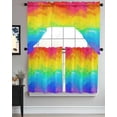 thumbnail image 3 of Rainbow Oil Painting Swag Valance and Tier Curtains 36'' Length Set, Watercolor Colorful Abstract Art Light Filtering Kitchen Curtains, Tier Curtain Valances for Bathroom/Living Room/Bedroom/Café, 3 of 6