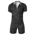 thumbnail image 3 of Men's Summer Shirt And Shorts Set Casual 2 Piece Outfit Breathable Comfortable Short Sleeve Tracksuit For Active, 3 of 9