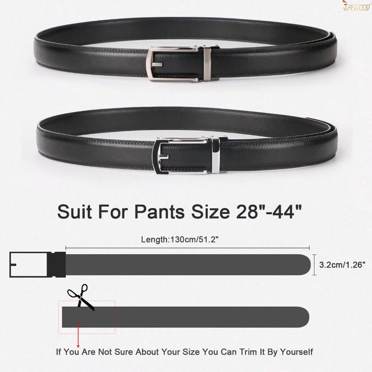 JASGOOD Men's Leather Ratchet Dress Belt, Black photo 2