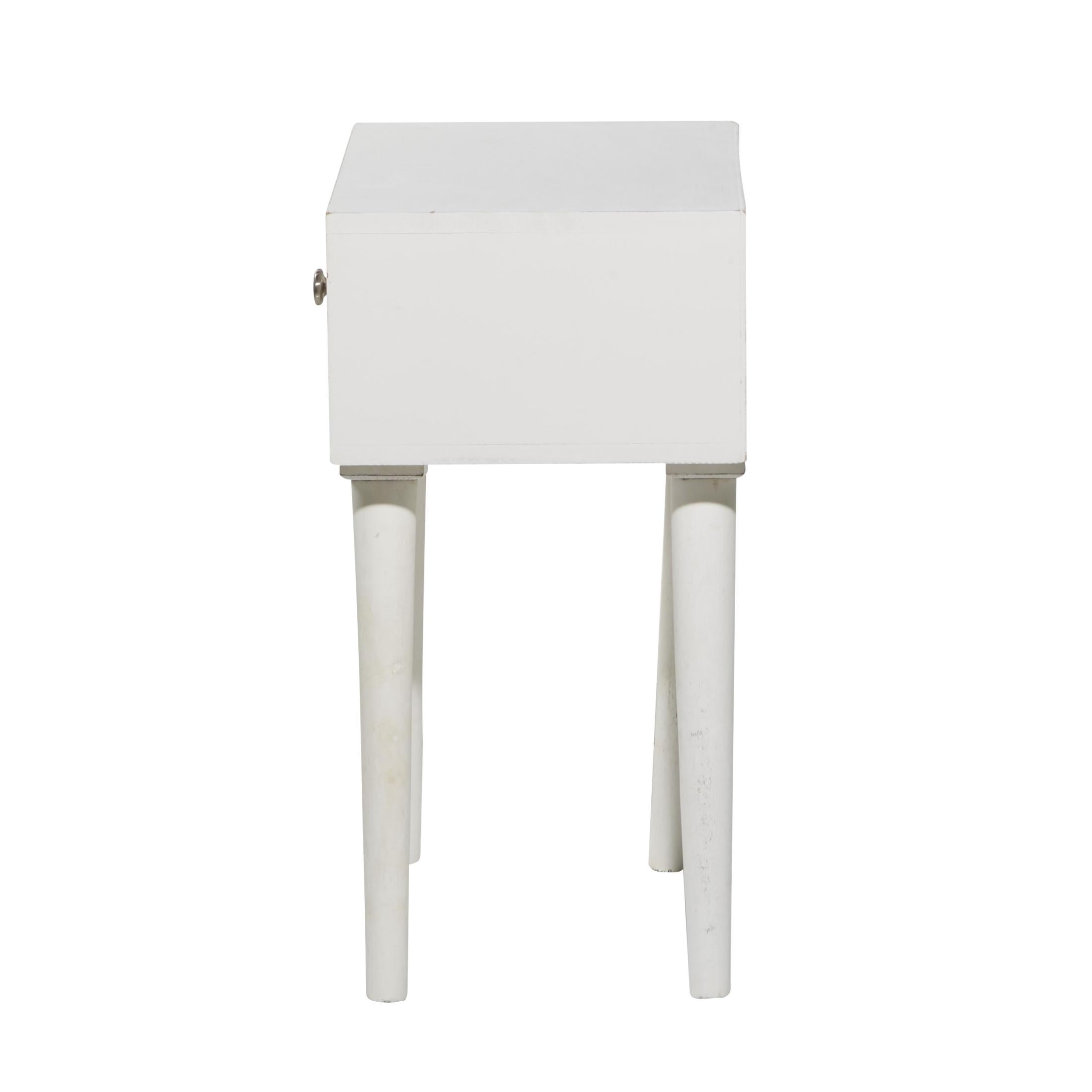 DecMode 16" x 24" White Mango Wood Intricately Carved Single Drawer Scroll Accent Table, 1-Piece