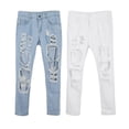 thumbnail image 3 of Pantalones rasgado agujeros grandes y ajustados para mujer Pantalones de mezclil elástica S Sunnimix Pantalones vaqueros de mujer, 3 of 8