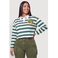 thumbnail image 2 of Women's Plus Size NY Chenille Patch Striped Rugby Polo Top, 2 of 4