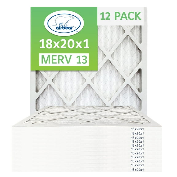 Air Bear 18x20x1 Pleated Air Filter 12-Pack MERV 13 (17.5 x 19.5 x .75)