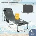 thumbnail image 3 of Gymax Chaise Longue Pliante d'Extérieur à 5 Positions avec Ouverture pour le Visage et Repose-Pieds Réglable Gris, 3 of 10