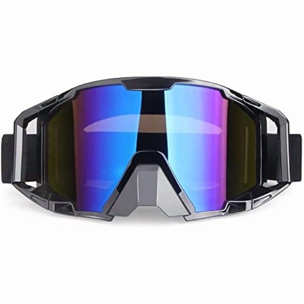 wonima02 Motorcycle Riding Goggles for Off Road Motocross, Dirt Bike ATV Racing - UV Protection, Shatterproof, Dust-Resistant - UTV MX Helmet Glasses for Outdoor Sports - Black Frame, Color Lens