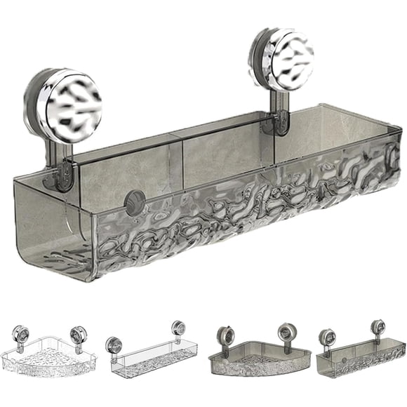Bathroom Storage Shelf, No-Drill Wall Mounted Suction Cup Bathroom Storage Rack Shelf for Shower Kitchen, Suction Cup Storage Rack, Shower Caddy Suction Cup (black A)