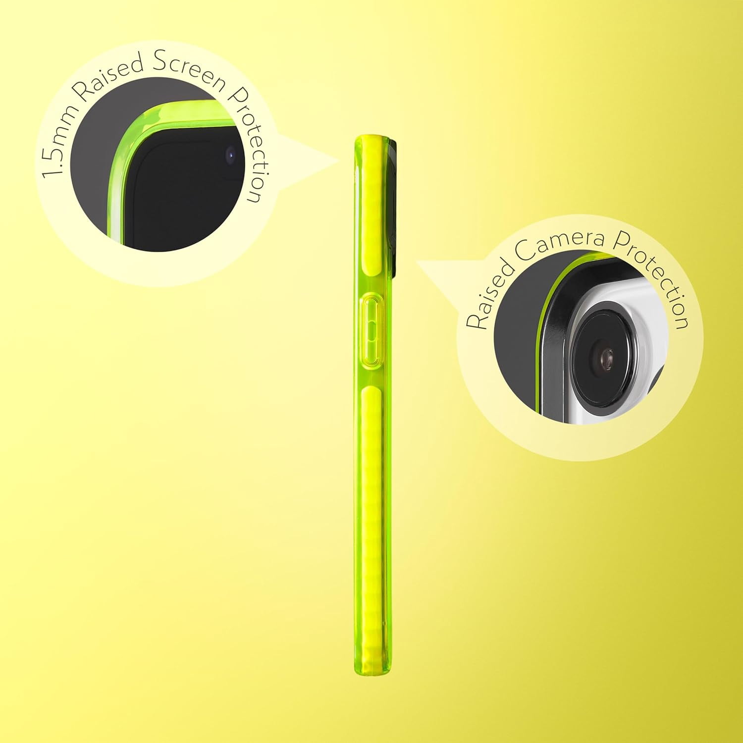 SteepLab Barrier MS Case for iPhone 15 - Compatible with MagSafe - Impact Absorbing Case with Strong Magnets - 360 Protection and Raised Bezel (Hi-Energy Neon Yellow)