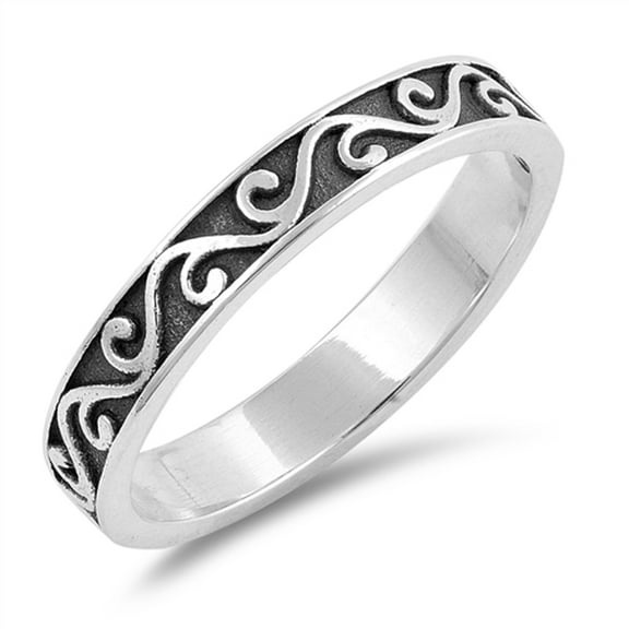 Oxidized Vintage Boho Vine Stackable Ring .925 Sterling Silver Band Jewelry Female Male Size 10