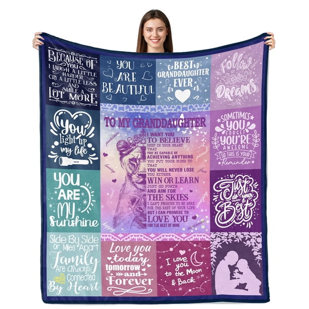 DALIHUA Granddaughter Blanket from Grandma To My Granddaughter Gifts from Grandma Birthday Graduation Gifts for Granddaughter Fleece Blanket 60x80inches