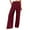 Red, variant on Women's Elastic Waist Wide Leg Pants Loose, Comfy & Casual Style, Polyester Material, Pockets, Stretch Waistline, Suitable for Various Occasions
