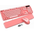 thumbnail image 1 of Wireless Keyboard and Mouse - Cute Typewriter Keyboard with Detachable Wrist Rest, Retro Round Keycaps, Foldable Legs, 2.4GHz Full-Size Keyboard Combo for, 1 of 9
