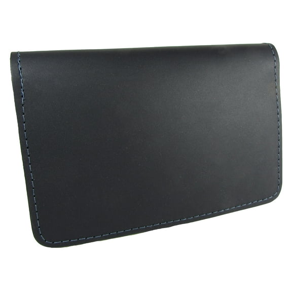 Genuine Leather Top Stub Checkbook Cover USA Made, Navy
