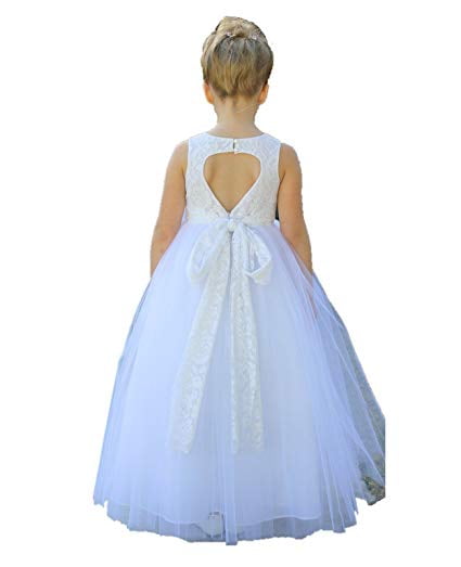 ball gown flower girl dress with heart cutout