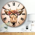 thumbnail image 2 of DesignArt DesignArt Portrait de Cerf avec Tête Florale Grande Horloge Murale, 2 of 2