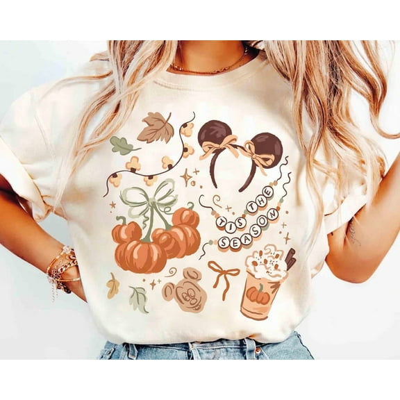 Coquette Bow Disney Costume Party Shirt, Disney Mickey Pumpkin Coquette Tee, Fall Coquette Disney, Tis The Season Gift, S-5Xl Shirt