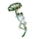 thumbnail image 4 of Broche de hoja de loto con diamantes de imitación y esmalte elegante, joyería de fiesta para dama Verde, 4 of 6