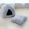 thumbnail image 4 of Cozy Pet Bed: Winter Warm, Enclosed Cat House with 3D Sponge Filling, Non-Slip Bottom & Convertible Design - Large 15.7" Gray Fabric Bed for Cats, Kittens & Small Pets - Soundproo, 4 of 9