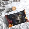 thumbnail image 5 of Zufioo Colorful Floral Black Dog Print Double-Sided Throw Pillow Cover, Pillow Protector Home Decor - With Hidden Zipper, Suitable for Bedroom, Living Room, Car Interior-16"x24", 5 of 6