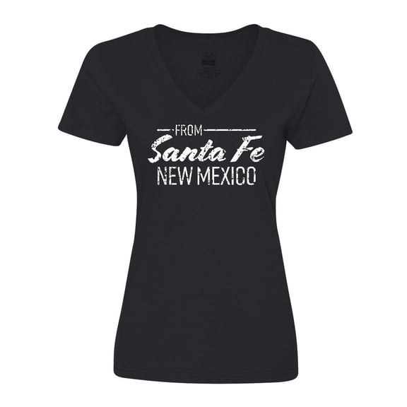 Inktastic From Santa Fe New Mexico in White Distressed Text Women's V-Neck T-Shirt