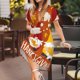 thumbnail image 3 of Easygdp Happy Thanksgiving Three Gnomes para Vestido Transpirable de Mujer, Vestido Suelto de Manga Corta con Pliegues y Bolsillos para el Verano, 3 of 6