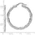thumbnail image 4 of Sterling Silver Rh-Plated Polished And Textured Twisted Hoop Earrings (Width 37.5) (Length 38.8) - Jbsp, 4 of 5