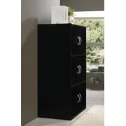 Hodedah 3-Shelf, 6-Door Multipurpose Bookcase, Black