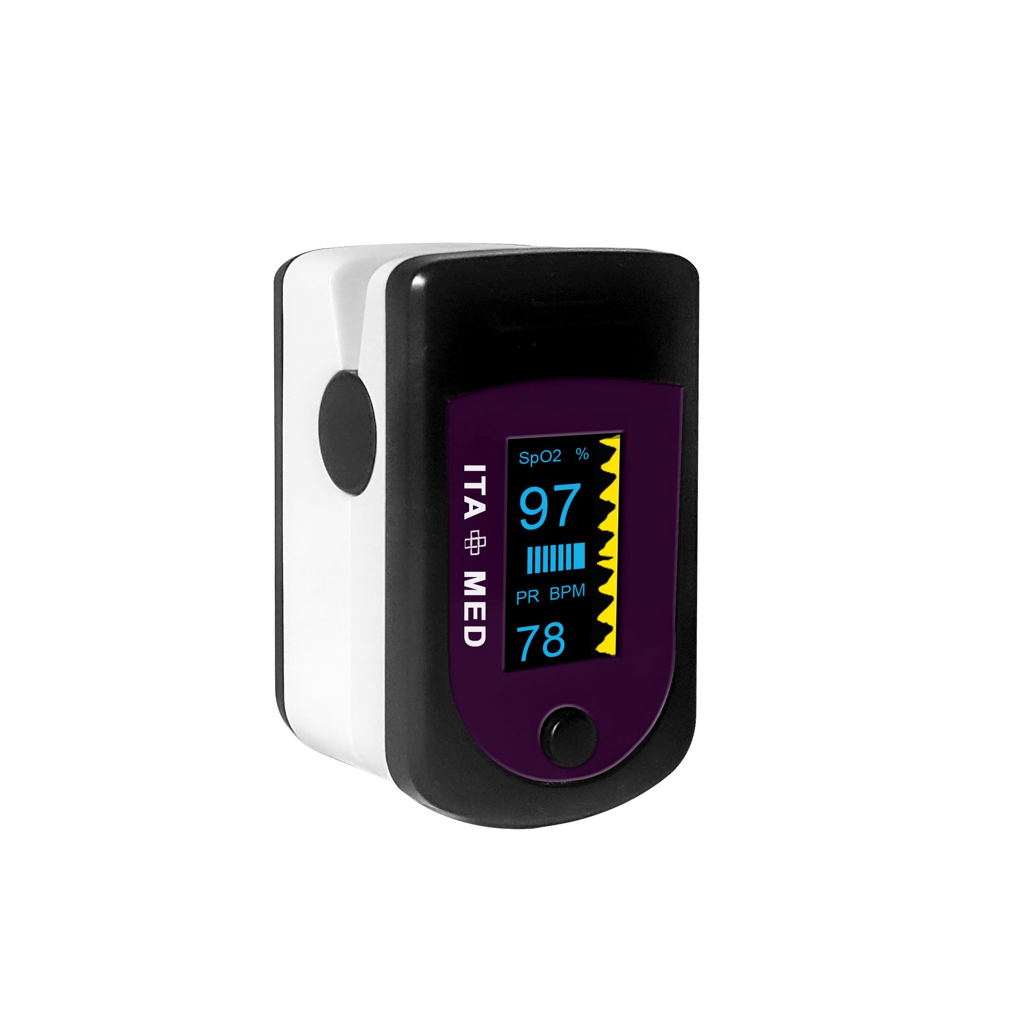 ITA-MED Fingertip Pulse Oximeter, Blood Oxygen Saturation Monitor (SpO2) & Pulse Rate Monitor, OLED Display, Includes Batteries & Lanyard, Portable Oxygen Meter for Home, Travel, Sports & Aviation