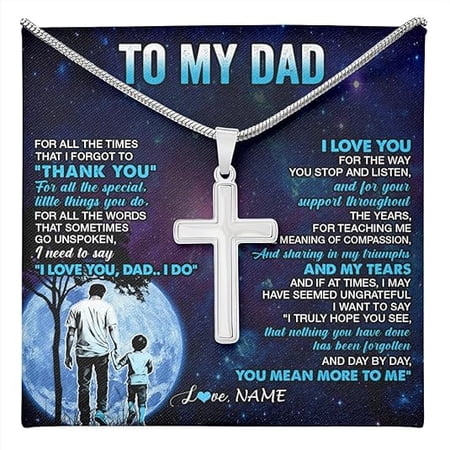 Religious Jewelry for Me, Birthday Gift for Father from Son, Fathers Day Gift for Dad, Cross Necklace for Dad from Daughter, To My Daddy Necklace with Message Card and Gift Box
