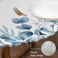 thumbnail image 3 of Blue Green Eucalyptus Leaves Round Tablecloth, Fitted Table Cover with Elastic for 36"-44" Round Tables, Spring Summer Botanical Table Cloth Outdoor Indoor Dinning Party Waterproof Tablecloths, 3 of 7