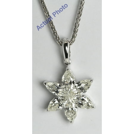 Marquise Cut Gemstones Diamond Setting 18k White Gold Invisible Setting Marquise Cut Diamond Flower Pendant (1.34 Ct, I Color, VS Clarity) ()