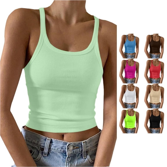PMVFHDE Camisole Tops for Women Solid Color Everyday Basic Cami Top