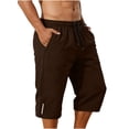 thumbnail image 4 of CIAKGIAF Mens Capris Sporty Casual, Drawstring Elastic Waist with Pockets 7/8 Length Pants Brown XL, 4 of 6