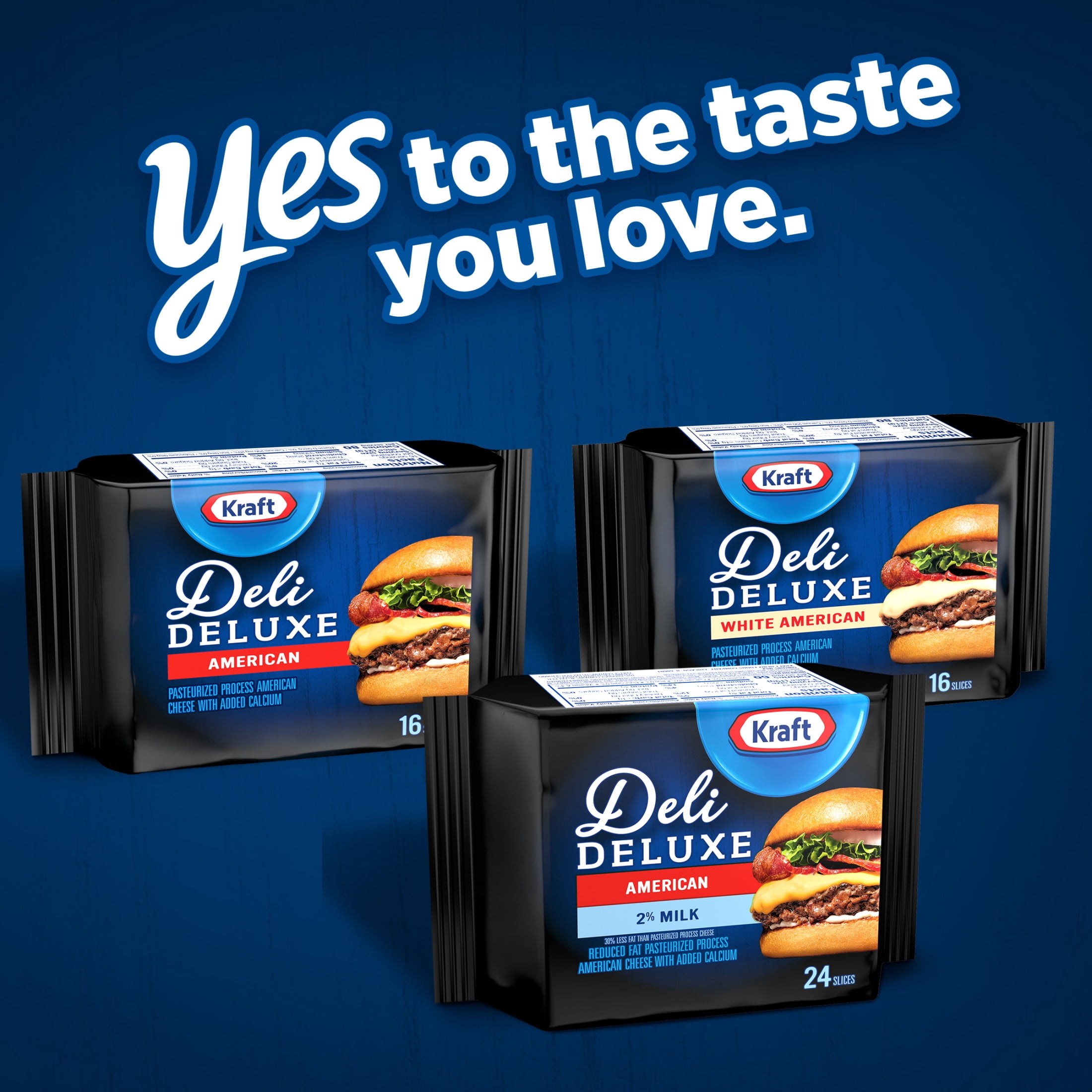 Kraft Deli Deluxe 2% Milk American Cheese Slices, 16 oz Pack, 24 Slices