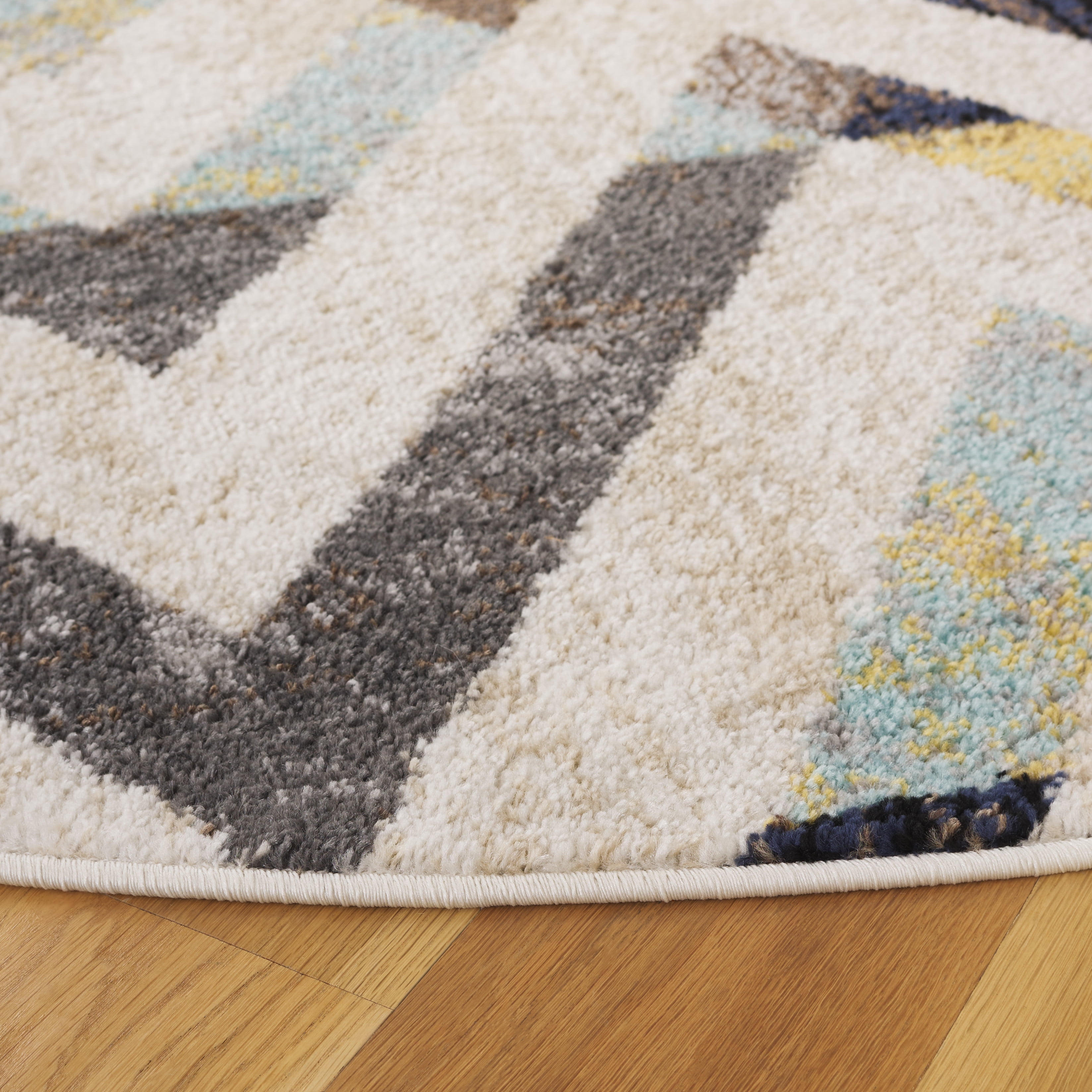SAFAVIEH Adirondack Kenneth Zig Zag Area Rug, Ivory/Grey Rust, 6' x 6' Round