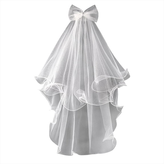 LICEWO 2 Tier Girls First Holy Communion Veil with Comb Curly Edge Wedding Veil