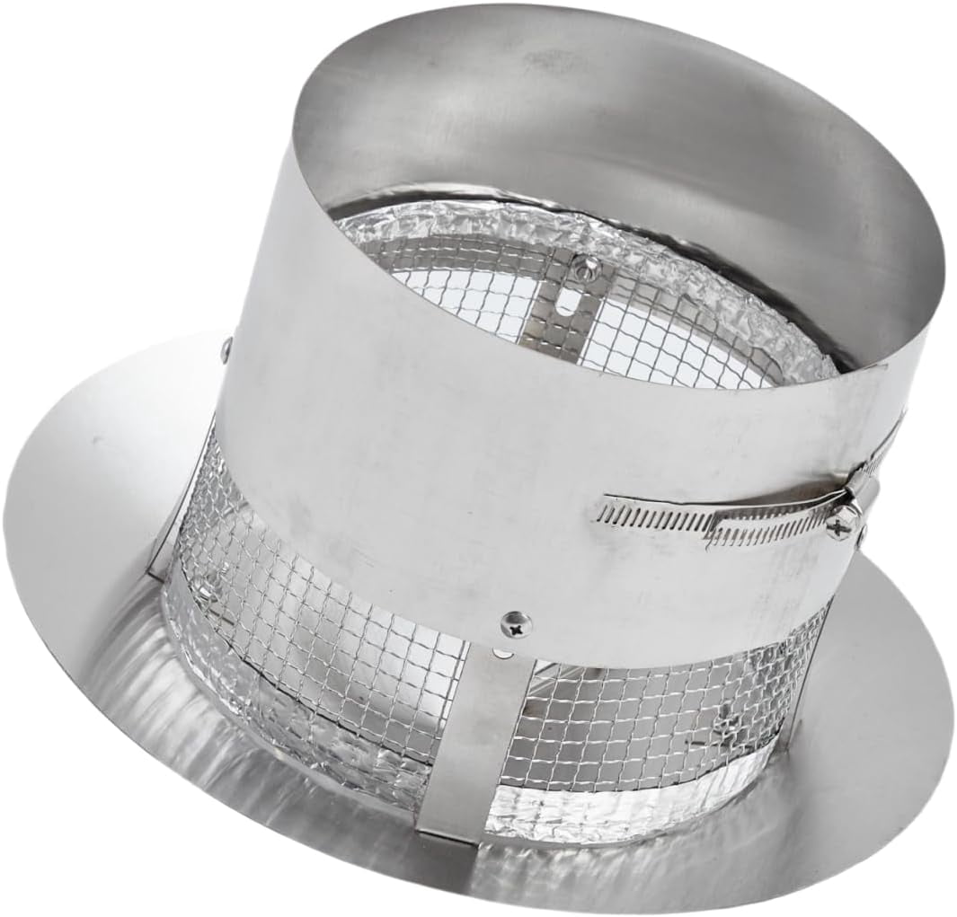 ChaoLink 8 Inch Round Stainless Steel Chimney Cap - Cone Top with Screen,Fireplace Exhaust & Roof Rain Cap,Exterior Stove Pipe,Easy Install