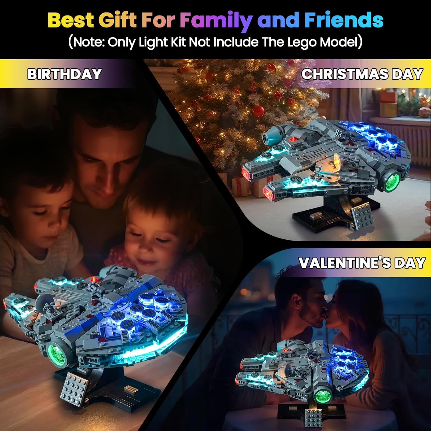 Upgraded Led Light Kit Compatible with Lego New Hope Millennium Falcon Building Set, Lights Decoration Compatible with Lego 75375 (Model Not Included)