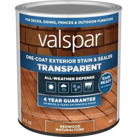Plastik Valspar VL1028080-14 1 qt. One-Coat Transparent Stain & Sealer, Red Naturaltone