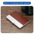 thumbnail image 5 of Uxcell 3.7x2.4x0.3 Inch PU Leather Name Cards Case Alloy Business Card Holder Brown, 5 of 5