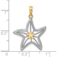 thumbnail image 3 of 14K Yellow & Rhodium With White Small Starfish Charm (26 X 21.1) Made In United States k9392, 3 of 5
