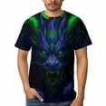 thumbnail image 3 of LAOLIUSN Men’s Dragon T Shirt 3D All Over Print Graphic Tee, Dark Fantasy Fire Dragon Face with Glowing Eyes, Short Sleeve Crewneck Streetwear Shirt S-4XL, 3 of 7