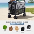 thumbnail image 6 of SHOUFTW All-Terrain Folding Double Decker Wagon with Brakes, 400L Large Capacity, Extra Long Extended Cart, Equipped with 7" Big Wheels for Camping, Sports, Beach, Gray, 6 of 8