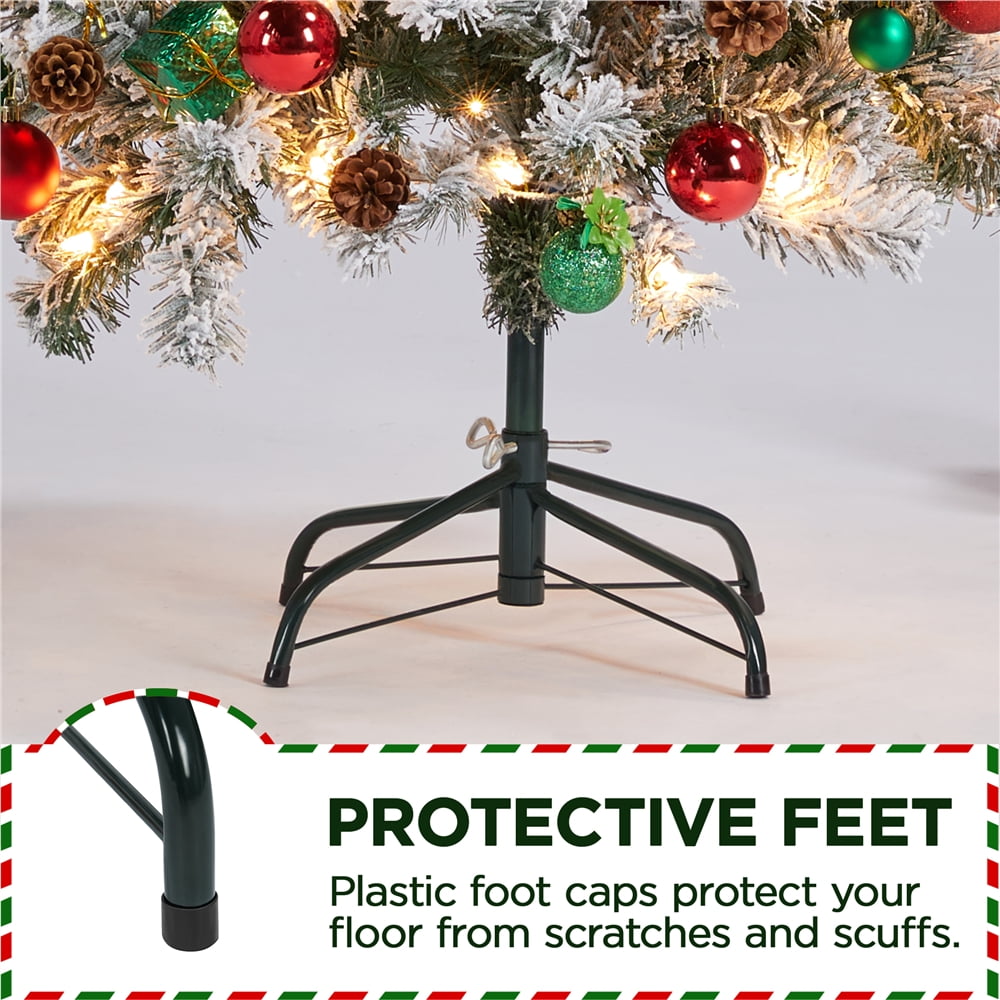 Renwick 6ft Prelit Flocked Pencil Christmas Tree with Foldable Stand, Green