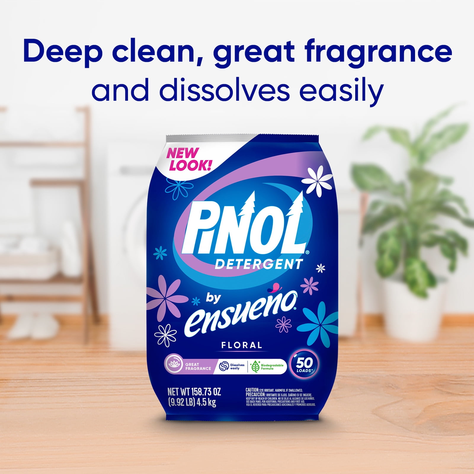 (4 pack) Pinol By Ensueño Powder Laundry Detergent - Floral Scent (4.5Kg), 50 Loads