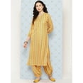 thumbnail image 3 of Janasya Women's Yellow Moss Digital Ethnic Printed Kurta with Balloon Pant, 3 of 7