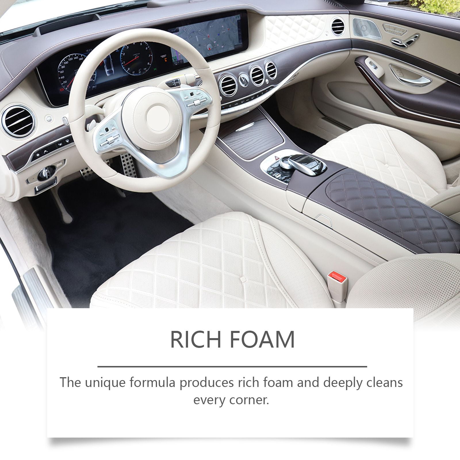 Alvantor Car Foam Cleaner, Multi-Functional Interior Stain Cleaner for Seats, 2fl.oz