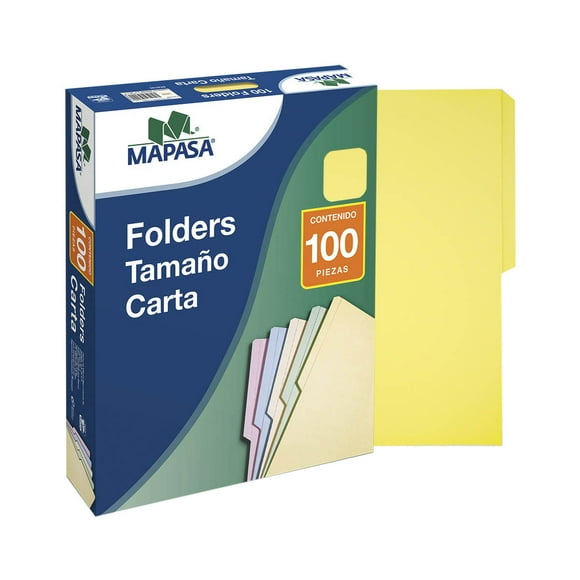 Folder MAPASA Tamaño Carta Color Amarillo Canario 100 Piezas