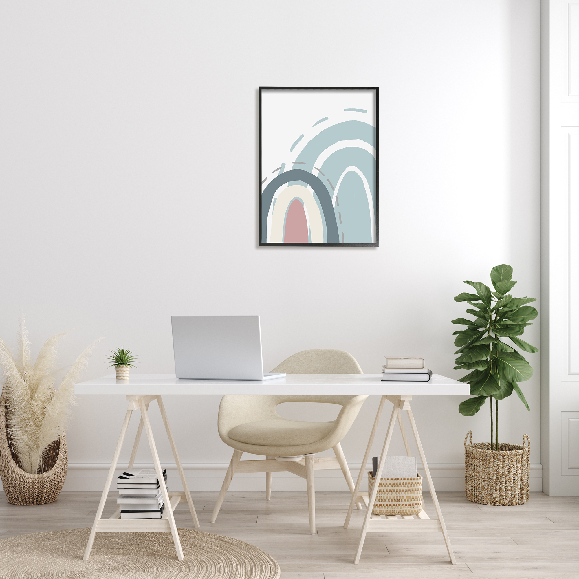 Stupell Indtries Blue Double Rainbow Abstract Soft Neutral Sky,24 x 30,Design by Kali Wilson
