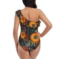 thumbnail image 6 of Yiaed Sunflowers Print Women One Piece Swimsuits Tummy Control One Shoulder Bathing Suits Pattern Ruffle Swimwear-XX-Large, 6 of 8